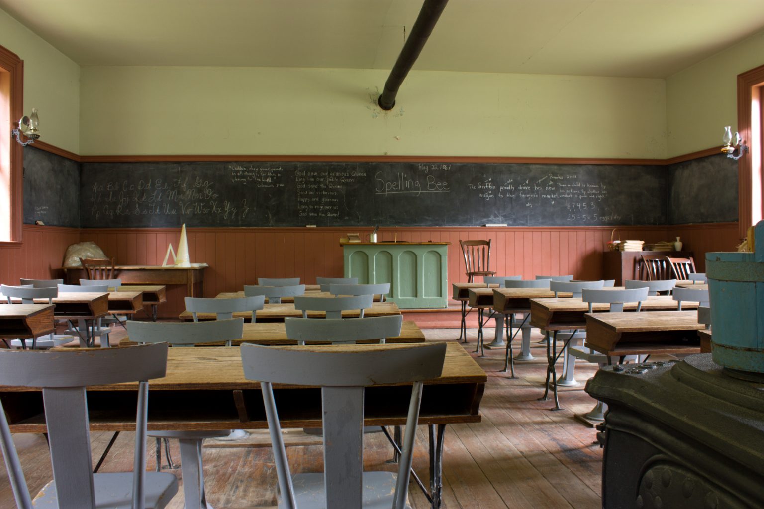 Old-time classroom in a rural school
